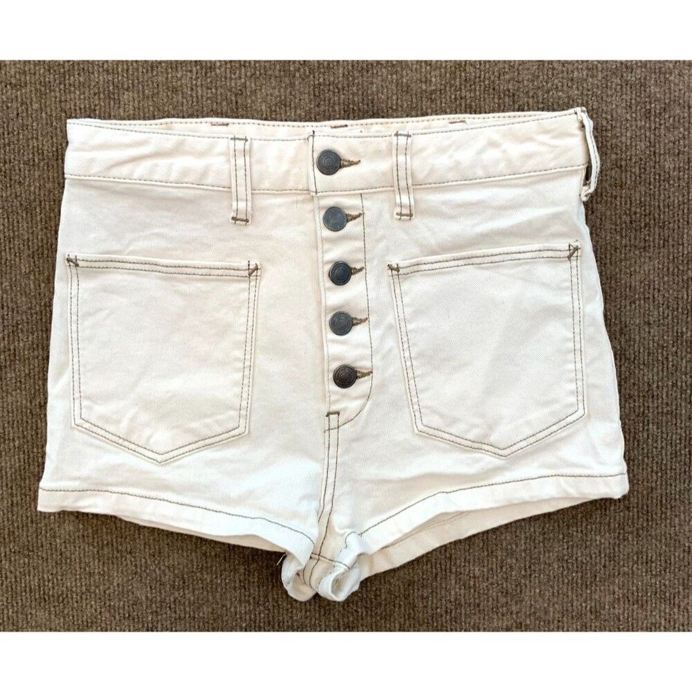 We The Free People Shorts Womens 28 Bridgette High Rise Button-Fly Stretch Denim